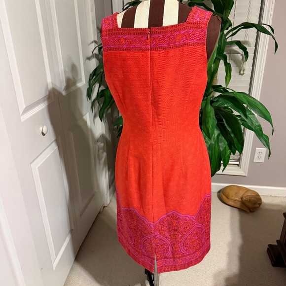 Kay Unger Dress Womens 8 Orange Sleeveless Sheath Embellished Textured Party - Picture 11 of 12
